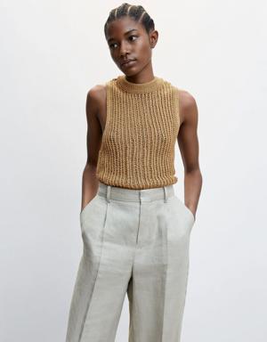 Perkins-neck knitted top