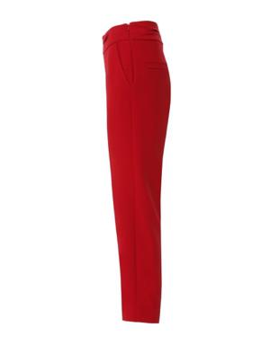 Pleated Detailed Red Carrot Trousers