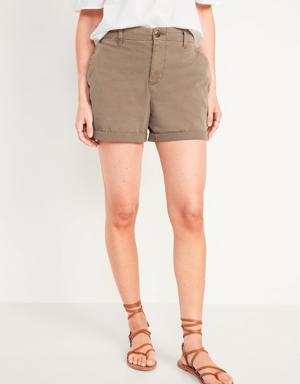 High-Waisted OGC Pull-On Chino Shorts for Women -- 5-inch inseam beige