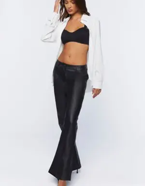 Forever 21 Faux Leather High Rise Flare Pants Black