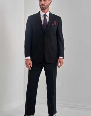 Men’s Classic Fit 4 Drop Double-Slit Suit BLACK