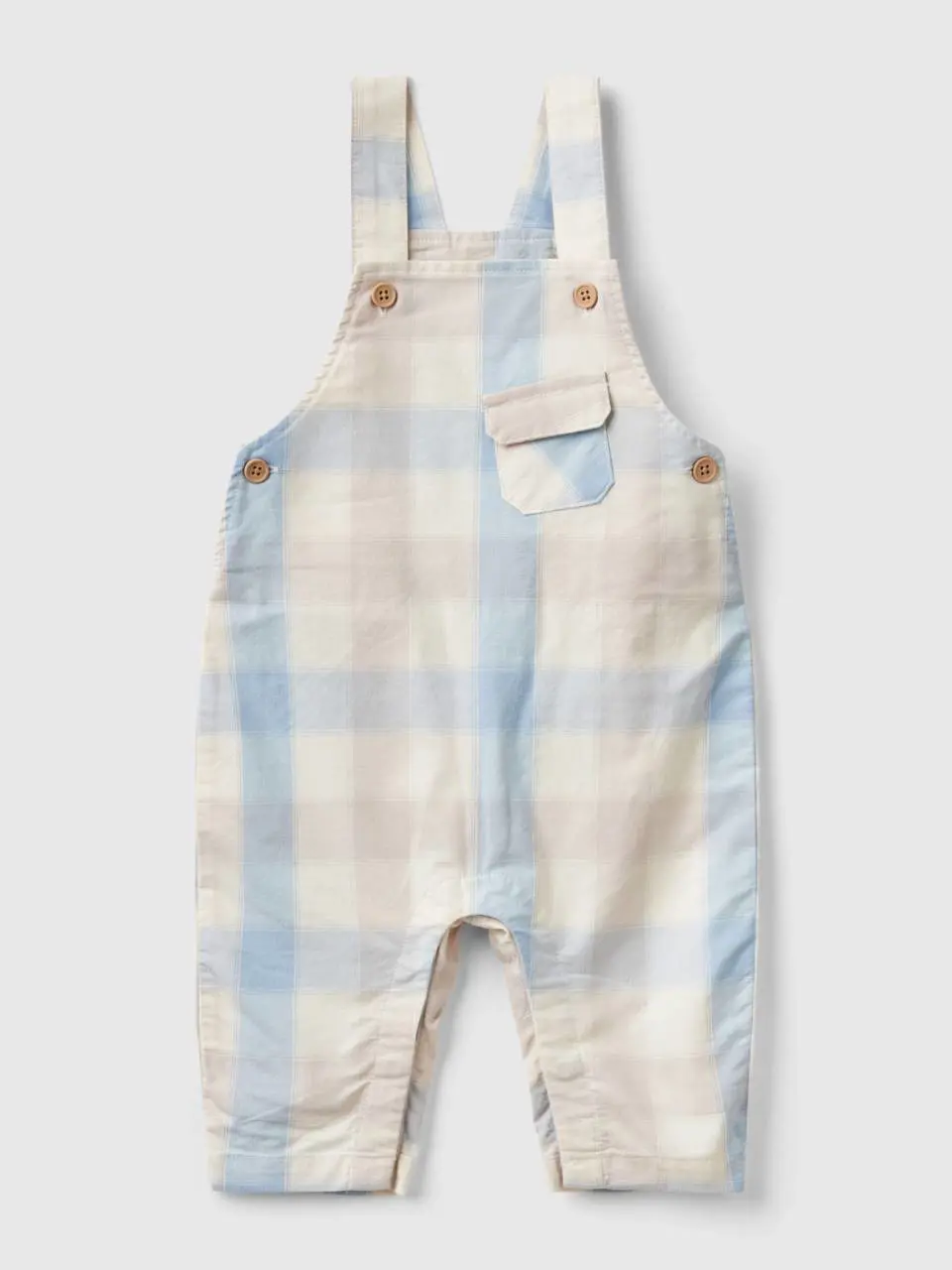 Benetton check dungarees in stretch cotton. 1