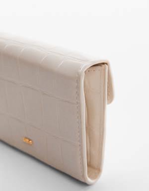 Croc-effect flap purse