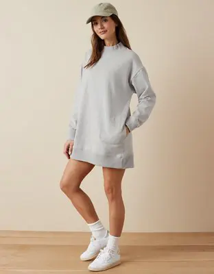 American Eagle Mock Neck Fleece Mini Dress. 1