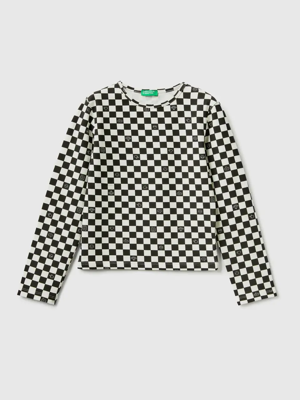 Benetton checkered stretch cotton t-shirt. 1