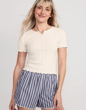 Old Navy Split-Neck Pointelle-Knit Pajama T-Shirt for Women white