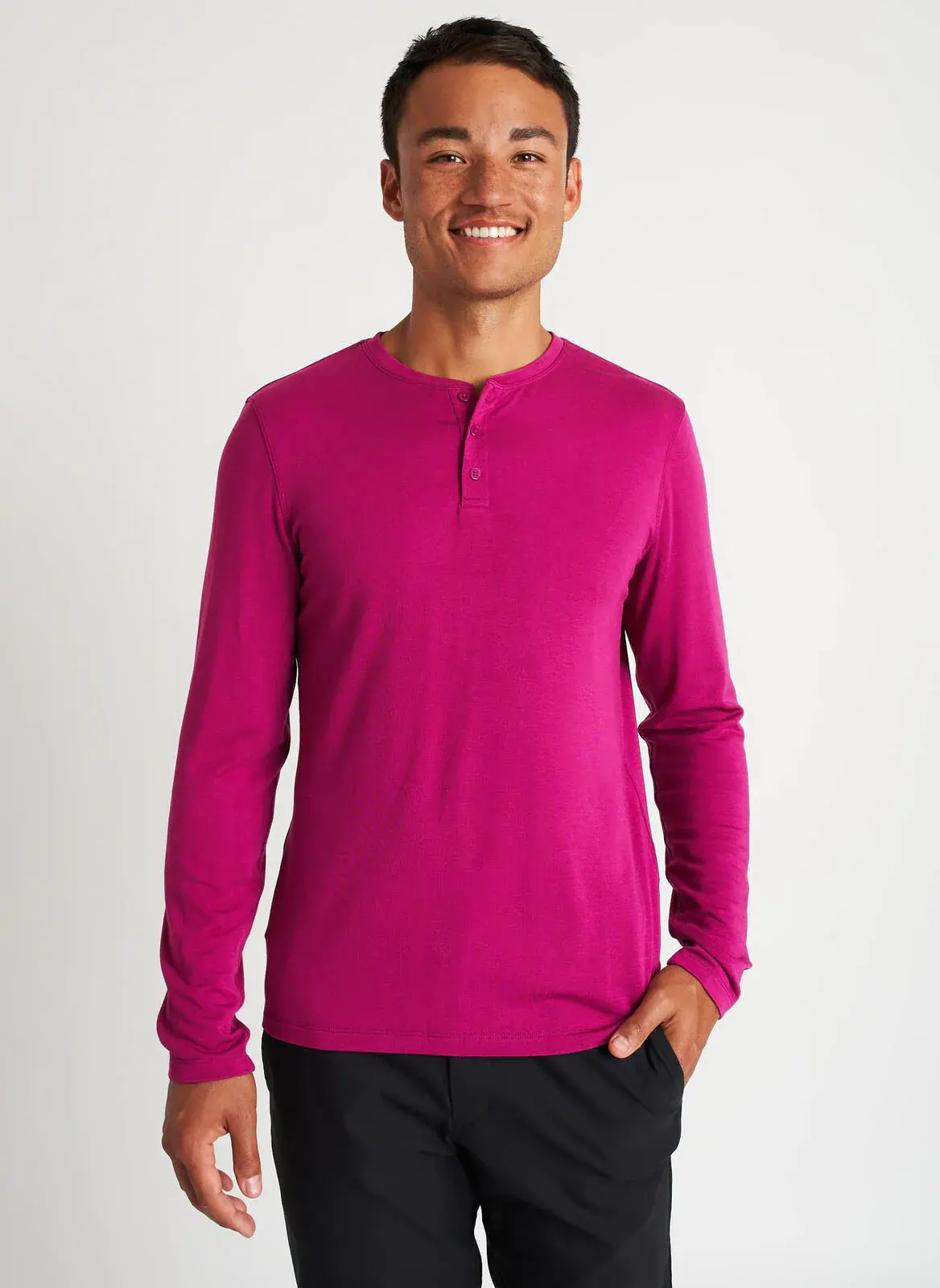 Kit And Ace Upgraded Long Sleeve Henley Tee. 1