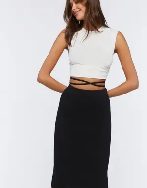 Forever 21 Crisscross Wraparound Midi Skirt Black