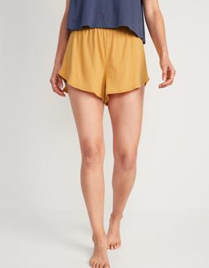High-Waisted Sunday Sleep Dolphin-Hem Pajama Shorts for Women -- 3.5-inch inseam yellow