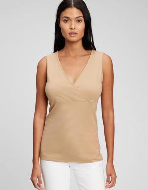 Maternity V-Neck Nursing Tank Top beige