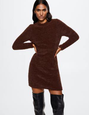 Knitted dress with fur effect
