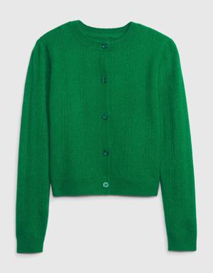 Gap Kids Heart Pointelle Cardigan green