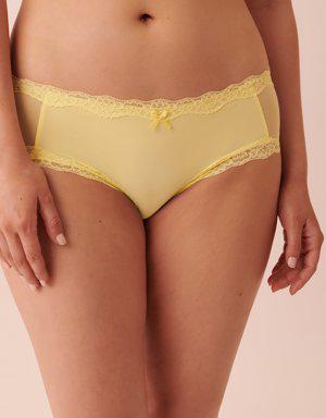 Mesh and Lace Trim Hiphugger Panty