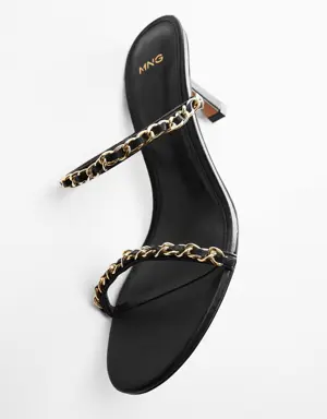 High-heeled sandals with chain detail