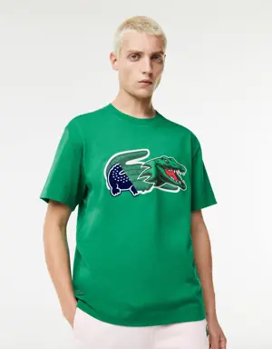 Lacoste T-shirt relaxed fit com crocodilo oversize Holiday para homem
