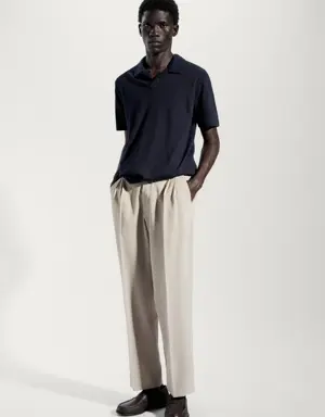 Cotton linen slim-fit polo shirt