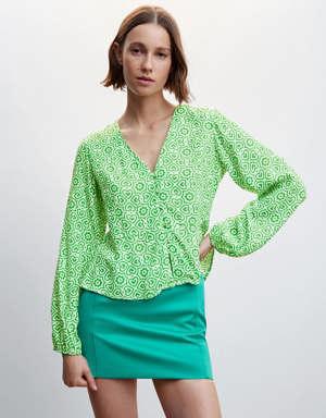 Geometric-print blouse