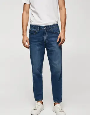 Dark-wash tapered-fit jeans