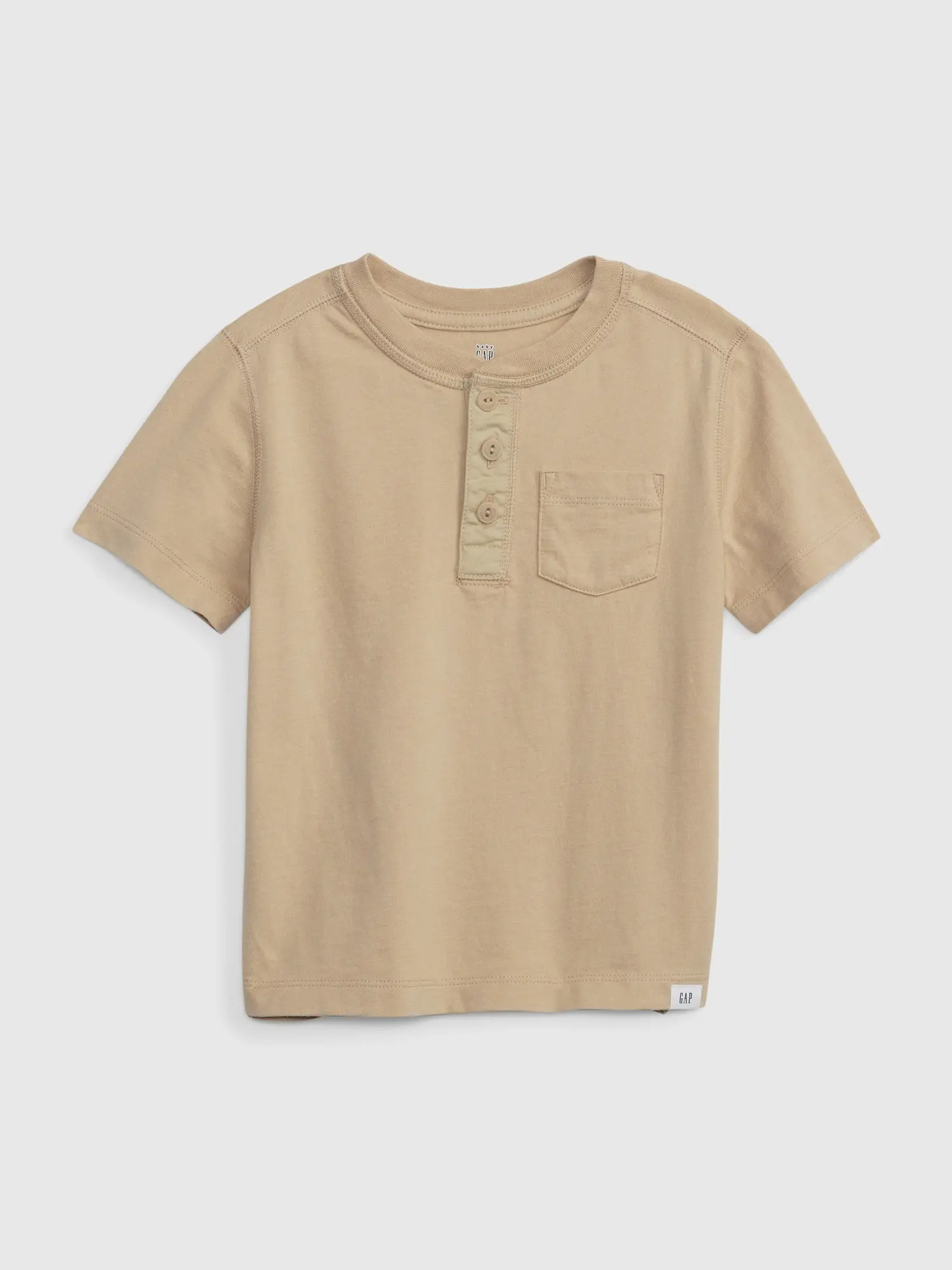 Gap Toddler Henley Pocket T-Shirt beige. 1