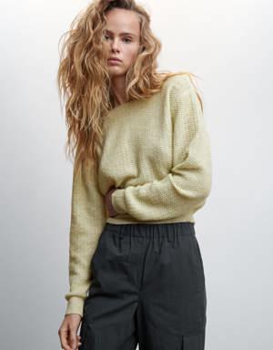 Boat-neck cropped sweater