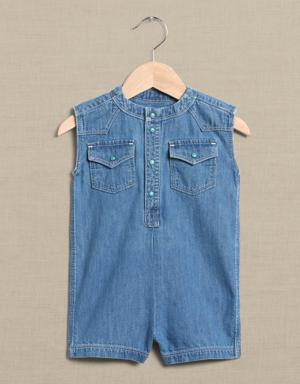 Chambray Romper for Baby blue