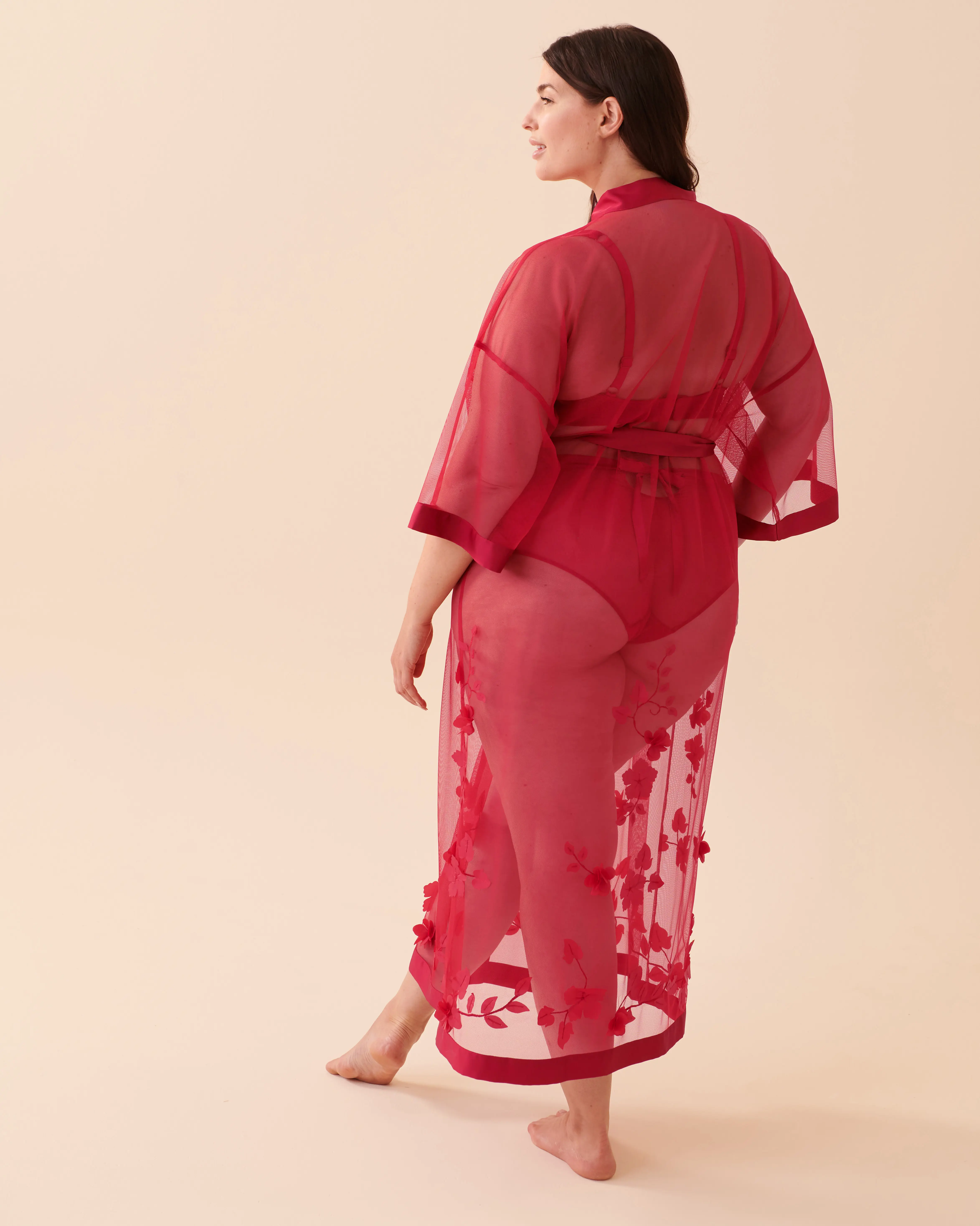 La Vie en Rose Long Sheer Mesh Floral Kimono. 3