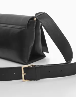 Leather shoulder bag with flap