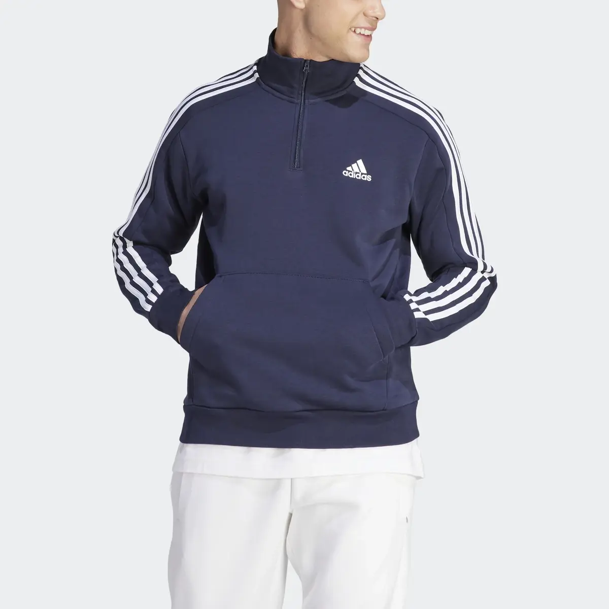 Adidas Essentials Fleece 3-Stripes 1/4-Zip Sweatshirt. 1