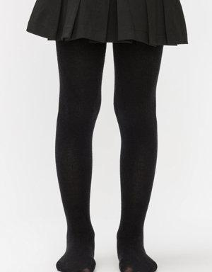 Siyah Kız Çocuk Yün Karışımlı Külotlu Çorap