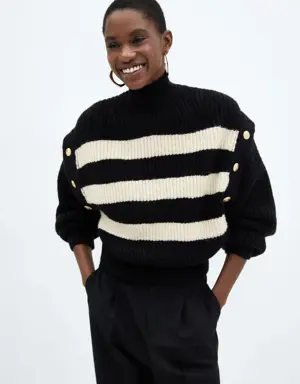 Sweter w paski z guzikami