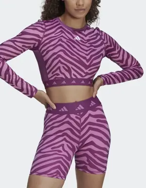 Adidas T-shirt court à manches longues Hyperglam Techfit Zebra