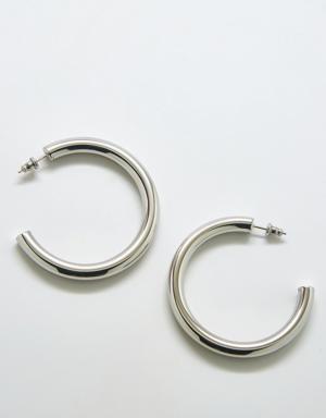 Medium Silver Hoop Earrings silver