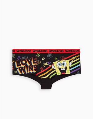 Plus Size - Cotton Cheeky Panty - Nickelodeon SpongeBob SquarePants Rainbow  Black - Torrid