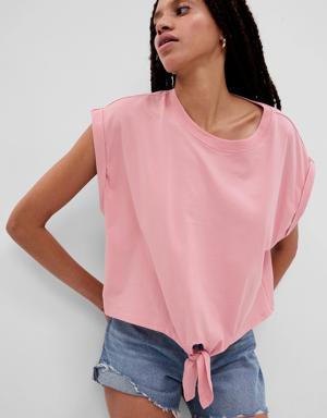 Gap 100% Organic Cotton Vintage Tie-Front Dolman T-Shirt pink