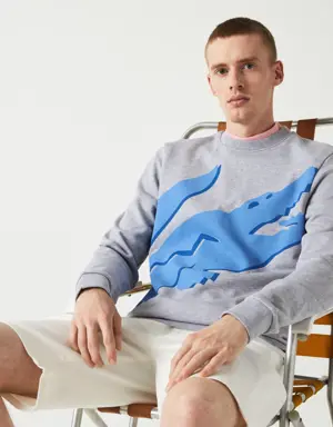 Lacoste Men's Crew Neck Print Organic Cotton Fleece Sweatshirt