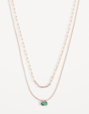 Gold-Plated Layer Chain Pendant Necklace for Women gold