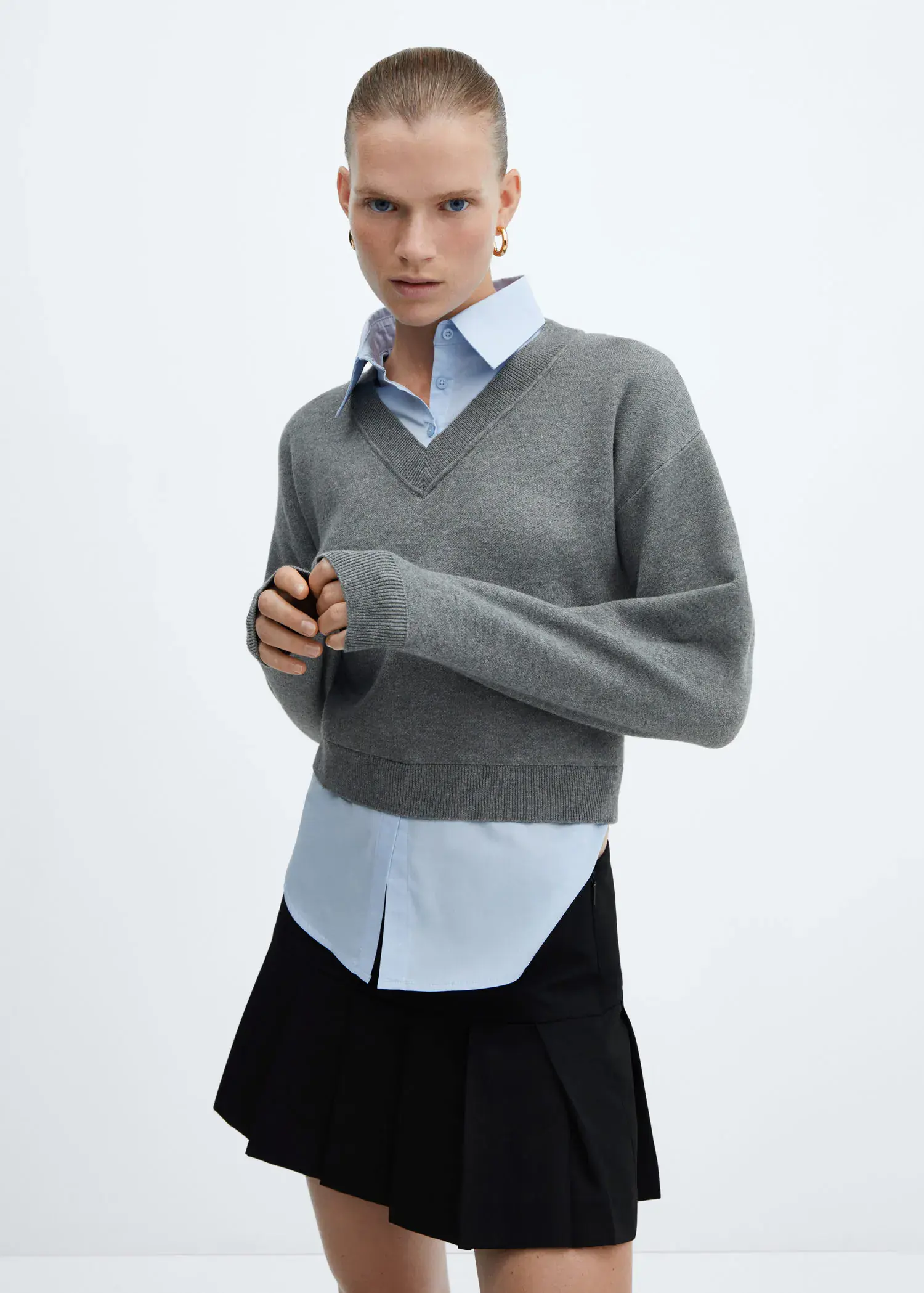 Mango Combined shirt sweater. 1