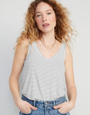 Luxe V-Neck Sleeveless Striped T-Shirt for Women multi