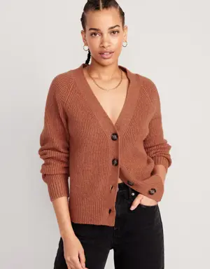 Shaker-Stitch Cardigan Sweater for Women orange