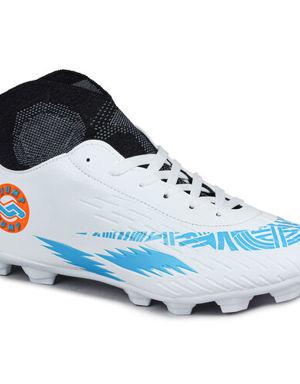 28365 Beyaz - Mavi Çim - Halı Saha Çoraplı Krampon Futbol Ayakkabısı