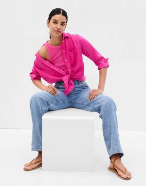 Gap Linen Boyfriend Shirt pink