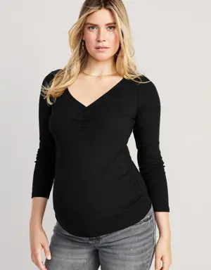 Old Navy Maternity Fitted Cinched-Front Rib-Knit T-Shirt black