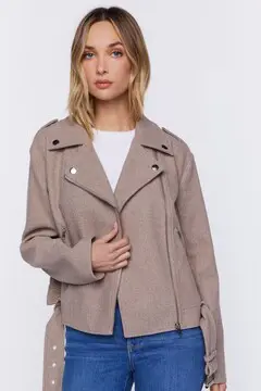 Forever 21 Forever 21 Brushed Moto Jacket Taupe. 2