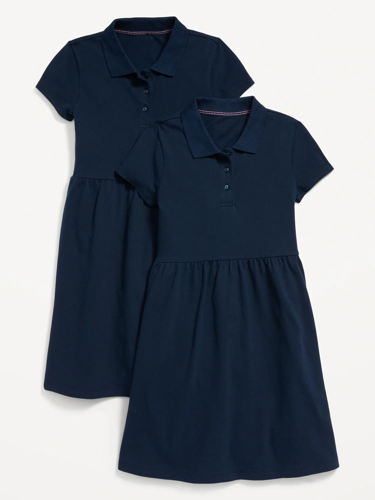 Old Navy School Uniform Fit & Flare Pique Polo Dress 2-Pack for Girls blue. 1