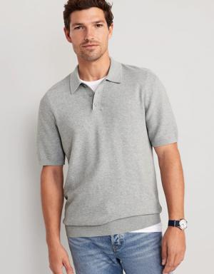 Short-Sleeve Polo Pullover Sweater for Men gray