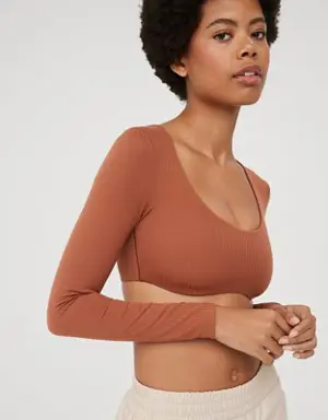 By Aerie Real Me Super Cropped Long Sleeve Bra Top