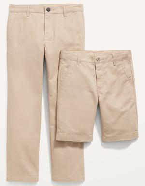 Straight Uniform Pants & Shorts Knee Length 2-Pack for Boys beige