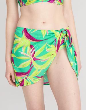 High-Waisted Gauze Wrap-Front Sarong Swim Skirt for Women multi