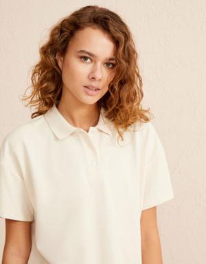 Polo Yaka %100 Pamuk Oversize Basic Tişört
