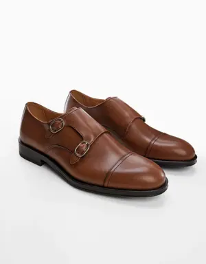 Monk shoes with leather buckle